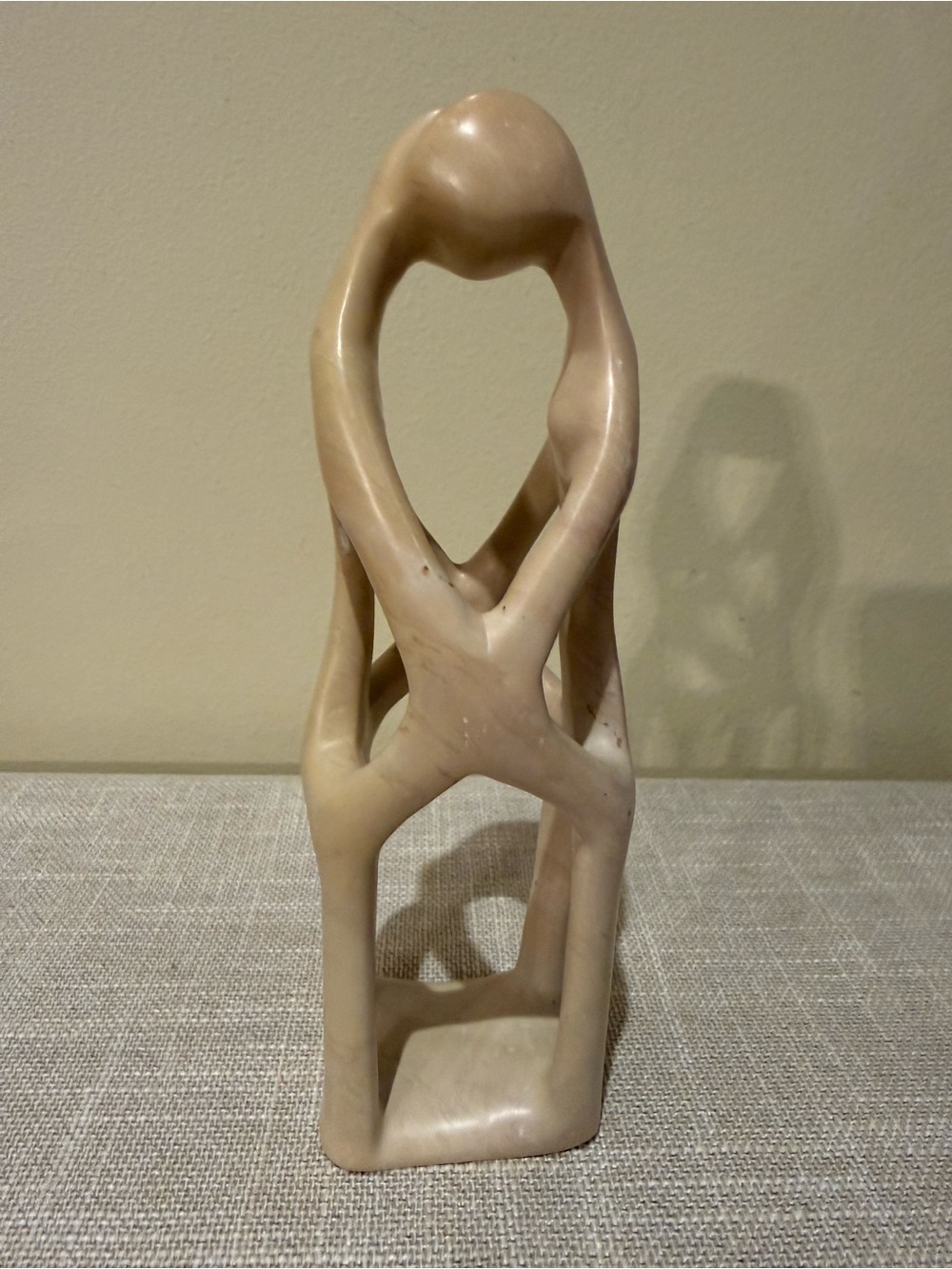 Vintage Hand Carved Soapstone Unity Sculpture Abstract Family Lovers Figurine 8”
